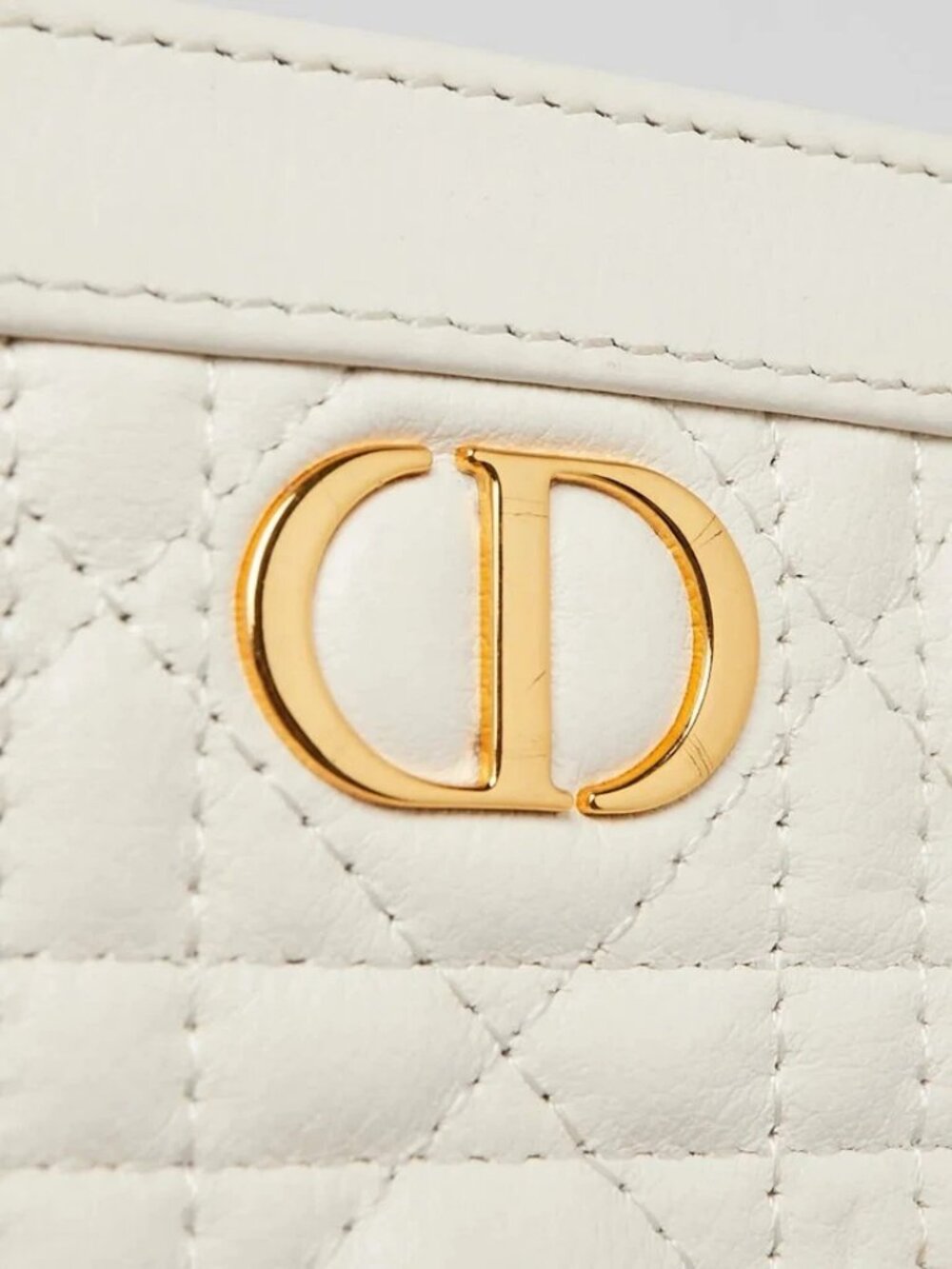 Christian Dior White Cannage Quilted Leather Caro Pouch Bag - Picture 6 of 11